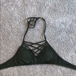 Olive Green Criss Cross Bikini Top